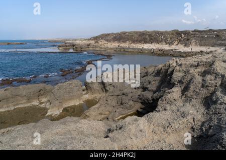 Tel Dor National Site An ancient port on Dor Beach Stock Photo