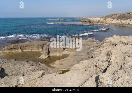 Tel Dor National Site An ancient port on Dor Beach Stock Photo