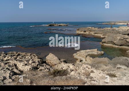 Tel Dor National Site An ancient port on Dor Beach Stock Photo