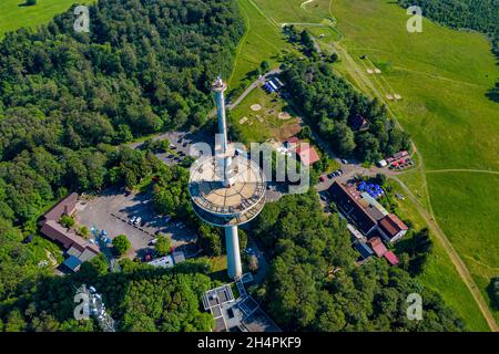 Hoherodskopf im Vogelsberg aus der Luft | Aerial Photo of the Vogelsberg Mountain in Hesse (Germany) Stock Photo