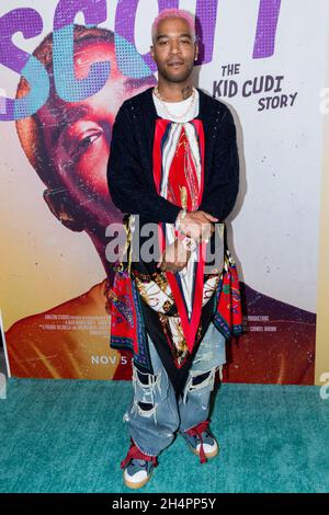 LOS ANGELES, CALIFORNIA, USA - NOVEMBER 03: Rapper Kid Cudi (Scott Ramon Seguro Mescudi) arrives at the Los Angeles Special Screening Of Amazon Prime Video's 'A Man Named Scott' held at the Billy Wilder Theater at The Hammer Museum on November 3, 2021 in Los Angeles, California, United States. (Photo by Rudy Torres/Image Press Agency) Stock Photo