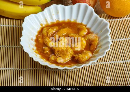 Acorda de camarao - traditional shellfish bread soup, Portuguese dish Stock Photo