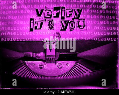 Typewriter, Retrofuturism, Verify its you Stock Photo