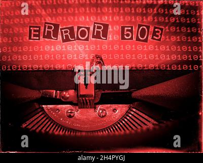 Error 503, Typewriter, Technology, Retrofuturism Stock Photo