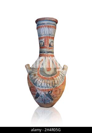 Anient Egyptian decorated terracotta vase amphora, 1327-1068, 18th dynasty, El-Arba el-Madfouna. Louvre Museum.  Sully Room 640. Stock Photo