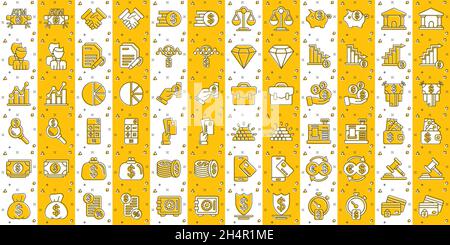 Business icon set in comic style. Finance investment cartoon vector illustration on white isolated background. Financial currency splash effect busine Stock Vector