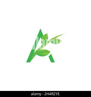 design vector. original logo concept idea from the shape of the letter A with leaves. Stock Vector
