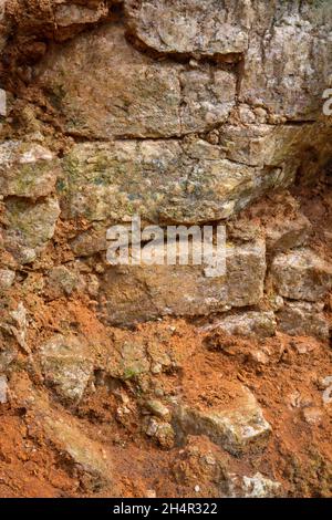 rocky mountain surface, brown and white tone closeup view, background texture Stock Photo