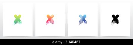 Melted Dripping Letter Logo Design X Stock Vector