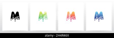 Melted Dripping Letter Logo Design M Stock Vector