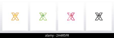 Map Pointer On Letter Logo Design X Stock Vector