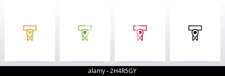 Map Pointer On Letter Logo Design T Stock Vector