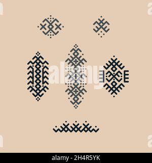 Vector image of traditional Berber tattoos. Sahara desert nomad ornament Stock Vector