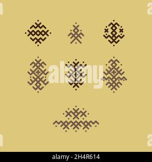 Vector image of traditional Berber tattoos. Sahara desert nomad ornament Stock Vector