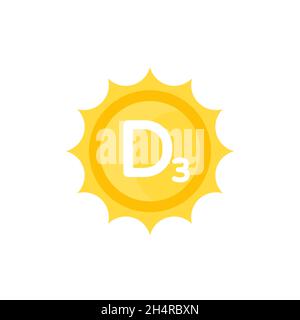 d3 vitamin icon with a sun, vector Stock Vector