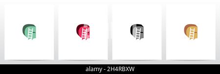 Ladder On Letter Logo Design C Stock Vector