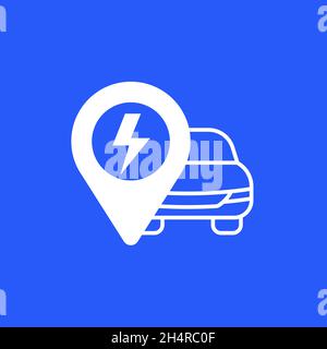 electric car icon with electricity symbol, vector Stock Vector