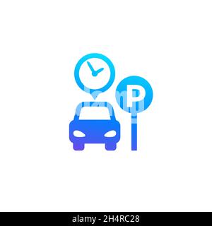 parking lot icon, car and a clock Stock Vector
