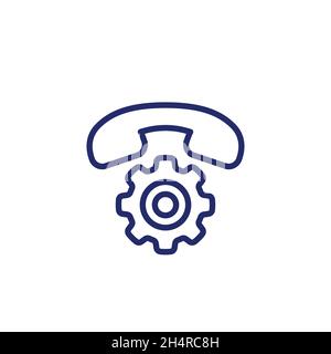 call settings line icon on white Stock Vector