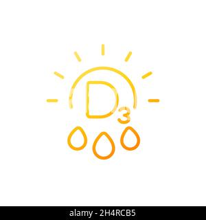 d3 vitamin line icon with a sun Stock Vector