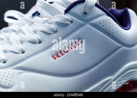Tyumen, Russia-October 14, 2021: Skechers sport shoes for men, Los Angeles.  Selective focus Stock Photo - Alamy