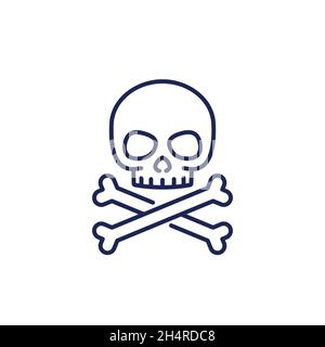 danger icon, skull and bones line vector Stock Vector