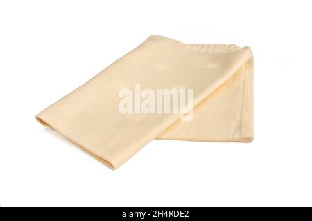 Orange folded napkin isolated on white background Stock Photo