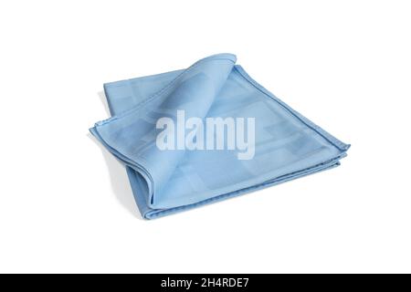Blue textile napkin isolated on white background. Stock Photo