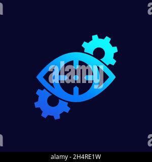 Machine vision icon with gears, vector design Stock Vector