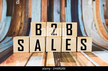 Concept word 'B2B' on wooden circles on a beautiful background from ... image.