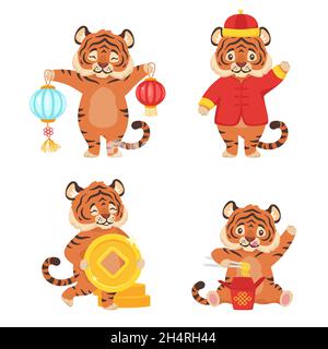 Vector cartoon style illustration of a tiger Stock Vector