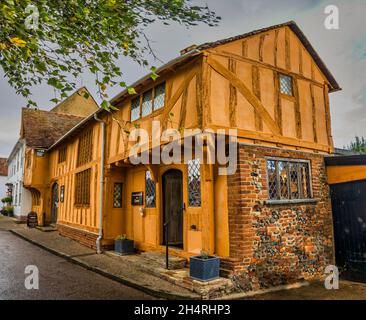 This is of the medieval timber framed buildings in the village of Levenham in the English county of Suffolk this building being  Little Hall Museum Stock Photo