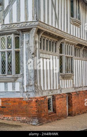 This medieval timber framed building is Levenham Guild Hall in the village of Levenham in the English county of Suffolk, Stock Photo