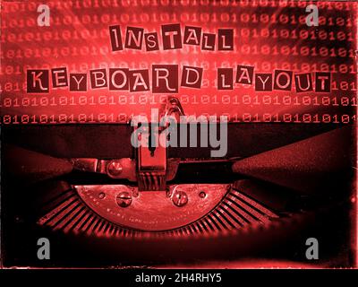 Install keyboard layout, Typewriter, Retrofuturism, QWERTY, Binary Code Stock Photo