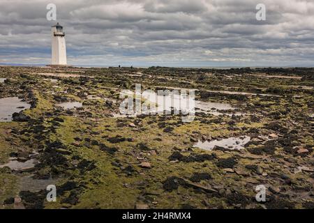 Southerness Lighthouse At Southerness Point.  The Second Oldest Lighthouse in Scotland, Commissioned by the Town Council of Dumfries in 1748. Stock Photo