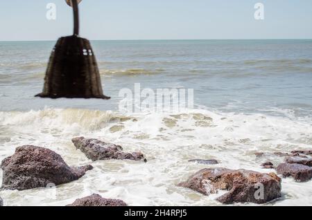 strong waves in Cola beach in goa Stock Photo