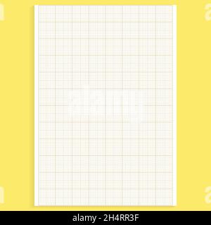 Grid paper. Realistic blank lined paper sheet in A4 format. Squared background with color graph. Geometric pattern for school, wallpaper, textures Stock Vector