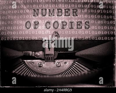 Number of copies displayed on a vintage typewriter Stock Photo