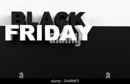 black and white black friday lettering.3d.render Stock Photo