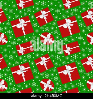 Christmas Wrapping Paper Pattern, Red Background With Snowflakes