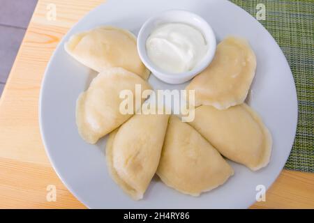 Pierogi Ruskie, pierogi from Ruthenia, Jelenia Gora, Poland Stock Photo