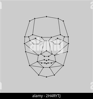 Face recognition mask with key lines and points Stock Vector