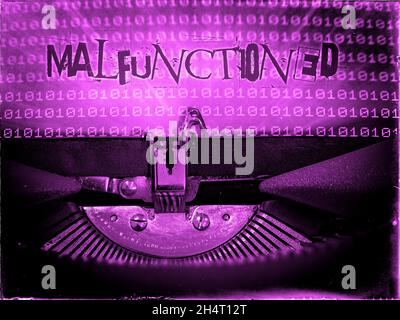 Malfunctioned displayed on a vintage typewriter Stock Photo