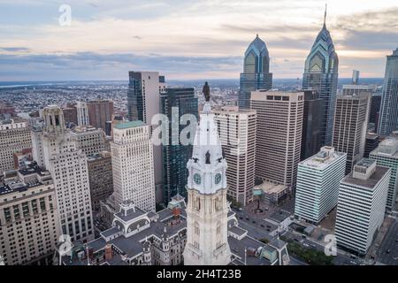 Discover Philadelphia - William Penn in winter. ❄ We've shared before that  Alexander Milne Calder's 37-foot, 53,348-pound statue of Philadelphia  founder William Penn is the largest statue atop any building in the