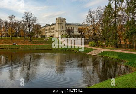 The Palace Park in Gatchina is one of the main attractions of this city; dating back to the 18th century. Stock Photo