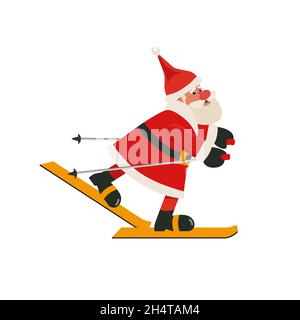 Santa Claus skiing on ski Stock Vector
