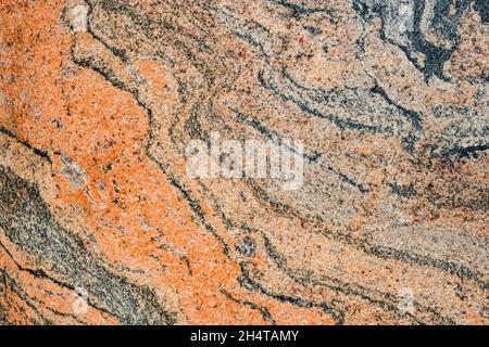 Marble texture with orange grey colours, polished natural stone background Stock Photo