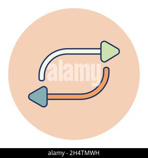 Repeat button color vector flat icon. Music sign. Graph symbol for music and sound web site and apps design, logo, app, UI Stock Vector