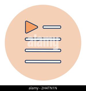 Music playlist color vector flat icon. Musical note icon, music icon with heart sign. Musical note icon and favorite, like, love, care symbol Stock Vector
