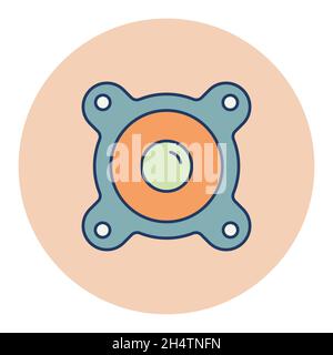 Acoustic speaker color vector flat icon. Graph symbol for music and sound web site and apps design, logo, app, UI Stock Vector